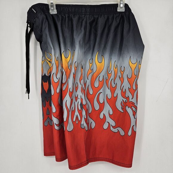 Vintage SideOut Board Shorts Mens Extra Large Dragon Flames Swim Trunks Y2K XL - Picture 6 of 8